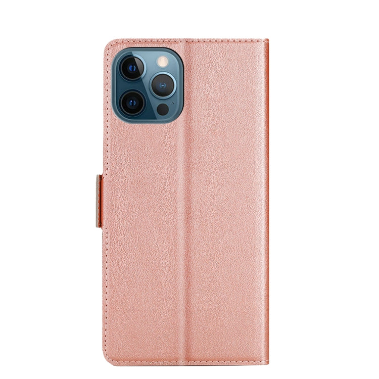 For iPhone 13 Pro Max Ultra-thin Voltage Side Buckle PU + TPU Horizontal Flip Leather Case with Holder & Card Slot (Rose Gold) - iPhone 13 Pro Max Cases by buy2fix | Online Shopping UK | buy2fix