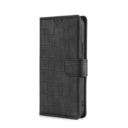 For iPhone 13 Skin Feel Crocodile Texture Magnetic Clasp Horizontal Flip PU Leather Case with Holder & Card Slots & Wallet(Black) - iPhone 13 Cases by buy2fix | Online Shopping UK | buy2fix