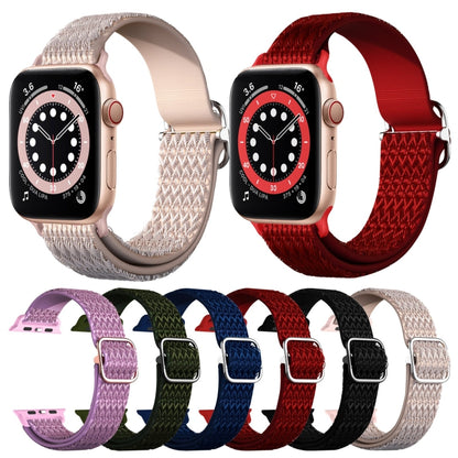 Adjustable Rhombic Texture Elastic Watch Band For Apple Watch Series 9&8&7 41mm / SE 3&SE 2&6&SE&5&4 40mm / 3&2&1 38mm(Pink) - Watch Bands by buy2fix | Online Shopping UK | buy2fix