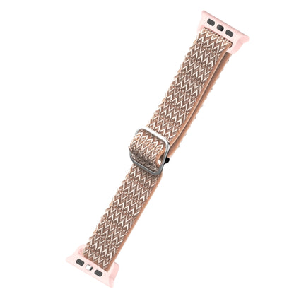 Adjustable Rhombic Texture Elastic Watch Band For Apple Watch Ultra 49mm&Watch Ultra 2 49mm / Series 9&8&7 45mm / SE 3&SE 2&6&SE&5&4 44mm / 3&2&1 42mm(Pink) - Watch Bands by buy2fix | Online Shopping UK | buy2fix