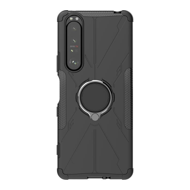 For Sony Xperia 1 III Armor Bear Shockproof PC + TPU Protective Case with Ring Holder(Black) - Sony Cases by buy2fix | Online Shopping UK | buy2fix