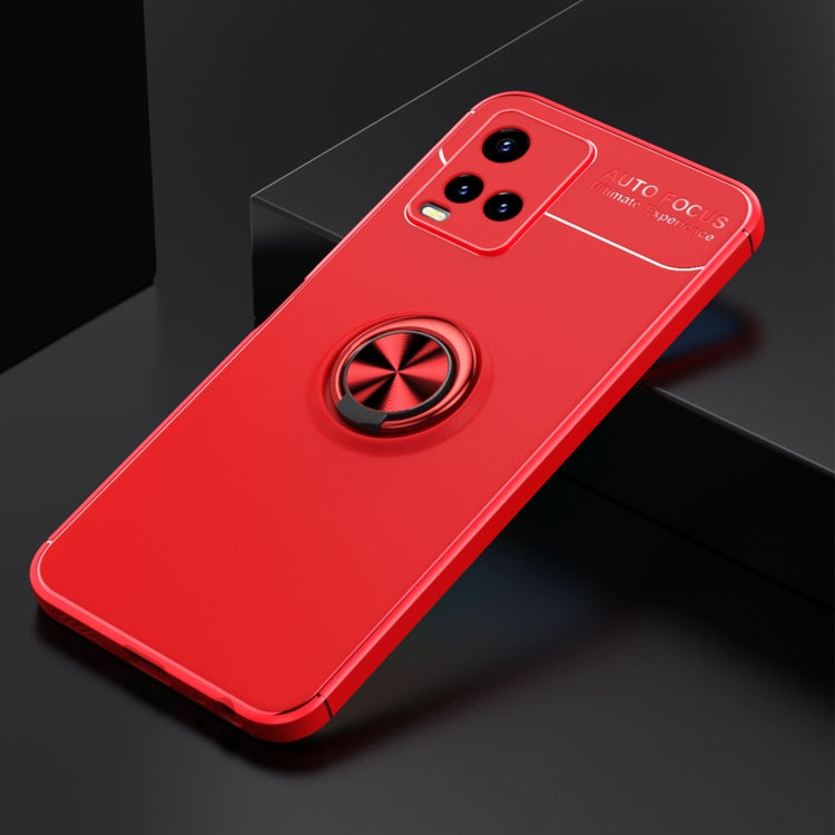 For vivo Y21 / Y33S Metal Ring Holder 360 Degree Rotating TPU Case(Red) - vivo Cases by buy2fix | Online Shopping UK | buy2fix