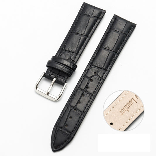 18mm Two-layer Cowhide Leather Bamboo Joint Texture Watch Band(Black) - Watch Bands by buy2fix | Online Shopping UK | buy2fix