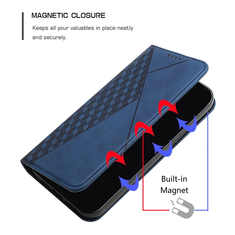 For iPhone X / XS Diamond Pattern Splicing Skin Feel Magnetic Horizontal Flip Leather Case with Card Slots & Holder & Wallet(Blue) - More iPhone Cases by buy2fix | Online Shopping UK | buy2fix