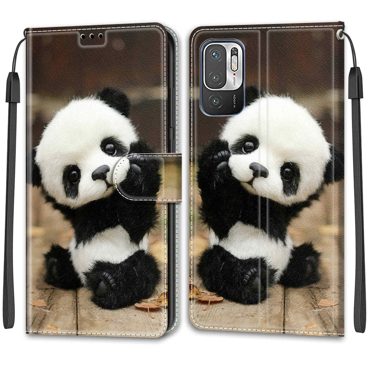 Voltage Coloured Drawing Magnetic Clasp Horizontal Flip PU Leather Case with Holder & Card Slots For Xiaomi Redmi Note 10 5G(C18 Wood Board Panda) - Xiaomi Cases by buy2fix | Online Shopping UK | buy2fix