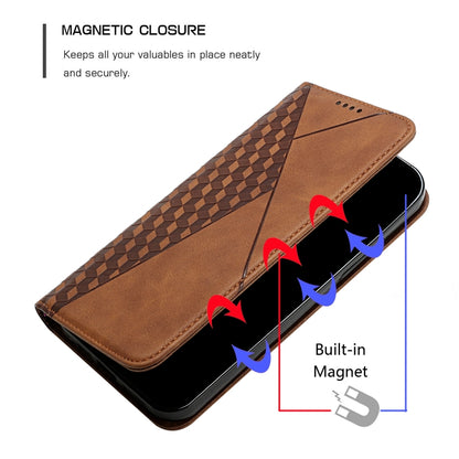 For Samsung Galaxy S21 5G Diamond Pattern Splicing Skin Feel Magnetic Horizontal Flip Leather Case with Card Slots & Holder & Wallet(Brown) - Galaxy S21 5G Cases by buy2fix | Online Shopping UK | buy2fix