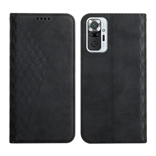 For Xiaomi Redmi Note 10 Pro Diamond Pattern Splicing Skin Feel Magnetic Horizontal Flip Leather Case with Card Slots & Holder & Wallet(Black) - Xiaomi Cases by buy2fix | Online Shopping UK | buy2fix