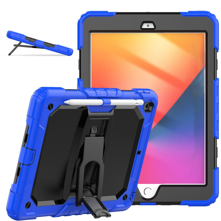 For iPad 10.2 2021 / 2020 / 2019 Shockproof Colorful Silica Gel + PC Protective Case with Holder & Shoulder Strap(Dark Blue) - iPad 10.2 Cases by buy2fix | Online Shopping UK | buy2fix