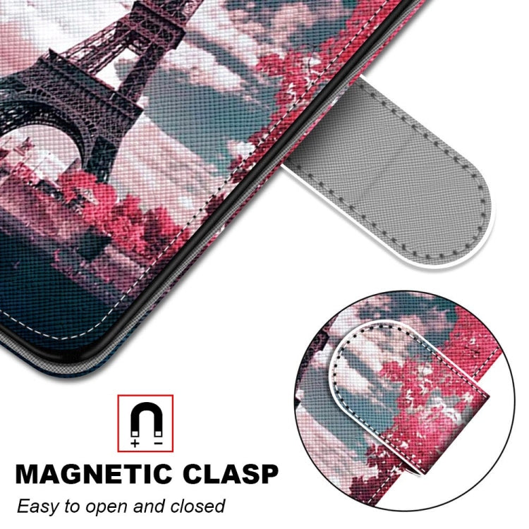 For Huawei P50 Coloured Drawing Cross Texture Horizontal Flip PU Leather Case with Holder & Card Slots & Wallet & Lanyard(Pink Flower Tower Bridge) - Huawei Cases by buy2fix | Online Shopping UK | buy2fix