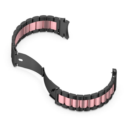 For Samsung Galaxy Watch4 / Watch4 Classic Three Strains Steel Watch Band(Black Pink) - Watch Bands by buy2fix | Online Shopping UK | buy2fix