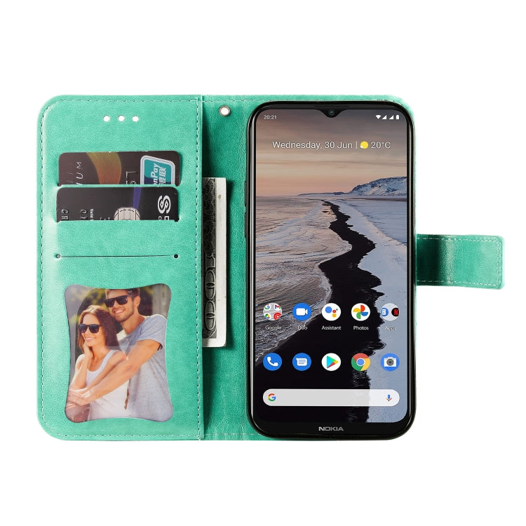 For Nokia G10 / G20 / 6.3 7-petal Flowers Embossing Pattern Horizontal Flip PU Leather Case with Holder & Card Slots & Wallet & Photo Frame(Green) - Nokia Cases by buy2fix | Online Shopping UK | buy2fix