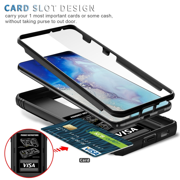 For Samsung Galaxy S21 Ultra 5G Sliding Camera Cover Design TPU + PC Protective Case with 360 Degree Rotating Holder & Card Slot(Black+Black) - Galaxy S21 Ultra 5G Cases by buy2fix | Online Shopping UK | buy2fix