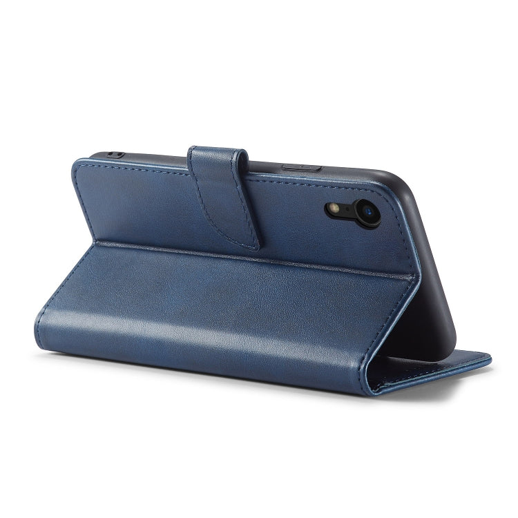 For iPhone XR Calf Texture Buckle Horizontal Flip Leather Case with Holder & Card Slots & Wallet(Blue) - More iPhone Cases by buy2fix | Online Shopping UK | buy2fix