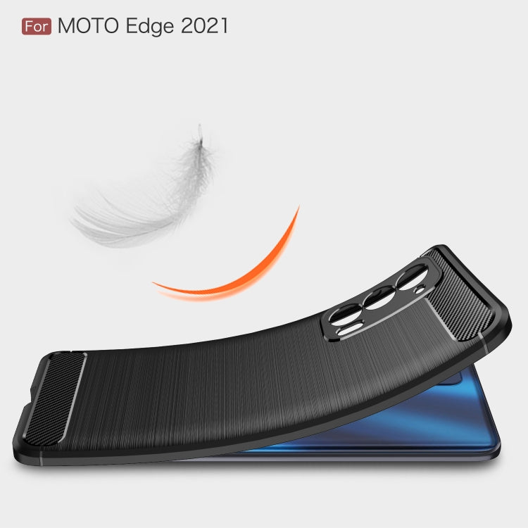 For Motorola Moto Edge 2021 Brushed Texture Carbon Fiber TPU Case(Black) - Motorola Cases by buy2fix | Online Shopping UK | buy2fix