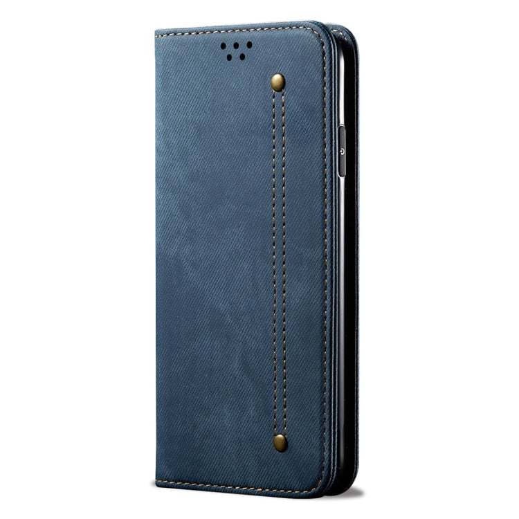 For OPPO Reno 2 Denim Texture Casual Style Horizontal Flip Leather Case with Holder & Card Slots & Wallet(Blue) - OPPO Cases by buy2fix | Online Shopping UK | buy2fix