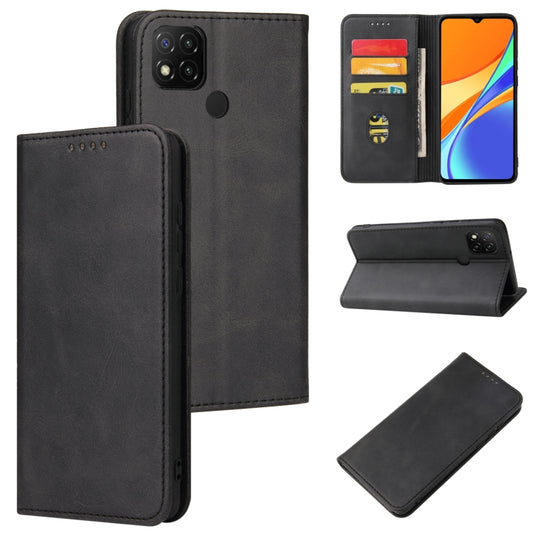 For Xiaomi Redmi 9C Calf Texture Magnetic Horizontal Flip Leather Case with Holder & Card Slots & Wallet(Black) - Xiaomi Cases by buy2fix | Online Shopping UK | buy2fix