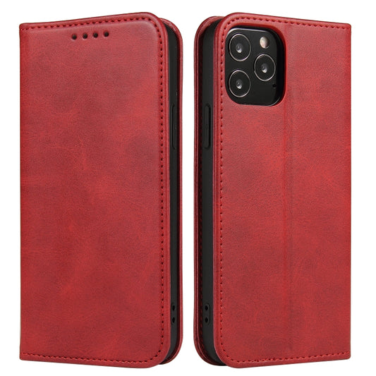 For iPhone 12 mini Calf Texture Magnetic Horizontal Flip Leather Case with Holder & Card Slots & Wallet (Red) - iPhone 12 mini Cases by buy2fix | Online Shopping UK | buy2fix