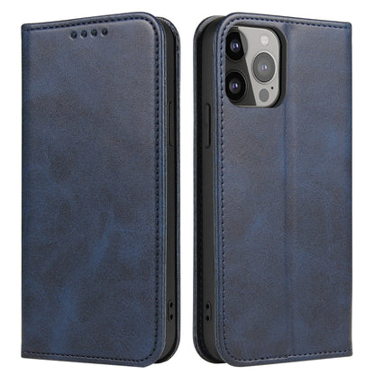 For iPhone 12 Pro Max Calf Texture Magnetic Horizontal Flip Leather Case with Holder & Card Slots & Wallet(Blue) - iPhone 12 Pro Max Cases by buy2fix | Online Shopping UK | buy2fix