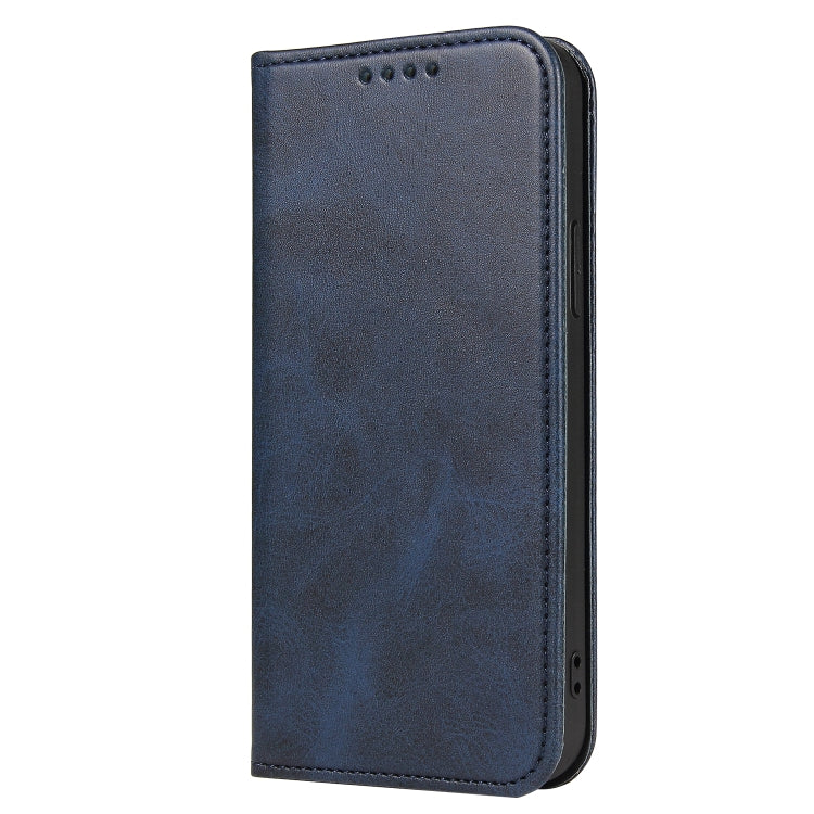 For iPhone 12 Pro Max Calf Texture Magnetic Horizontal Flip Leather Case with Holder & Card Slots & Wallet(Blue) - iPhone 12 Pro Max Cases by buy2fix | Online Shopping UK | buy2fix