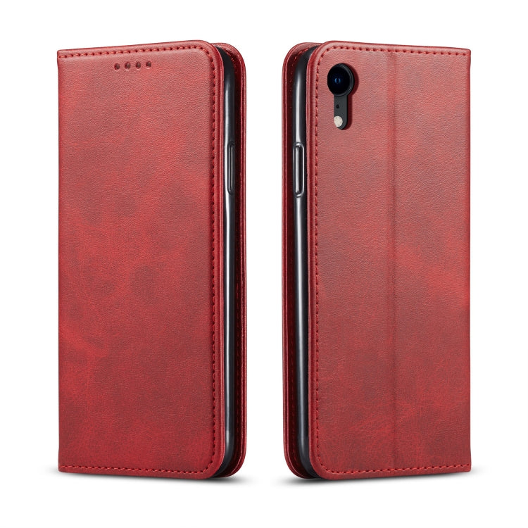 For iPhone XR Calf Texture Magnetic Horizontal Flip Leather Case with Holder & Card Slots & Wallet(Red) - More iPhone Cases by buy2fix | Online Shopping UK | buy2fix