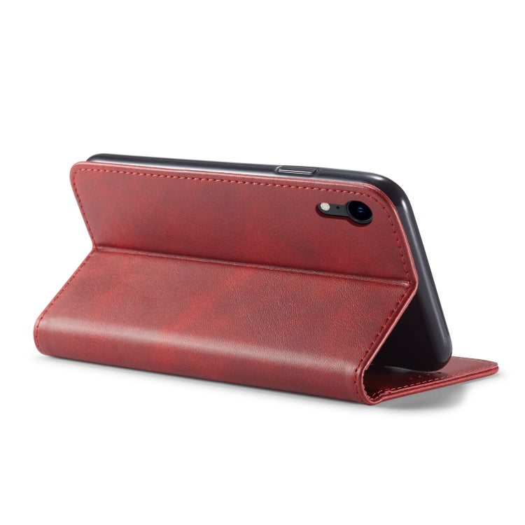 For iPhone XR Calf Texture Magnetic Horizontal Flip Leather Case with Holder & Card Slots & Wallet(Red) - More iPhone Cases by buy2fix | Online Shopping UK | buy2fix