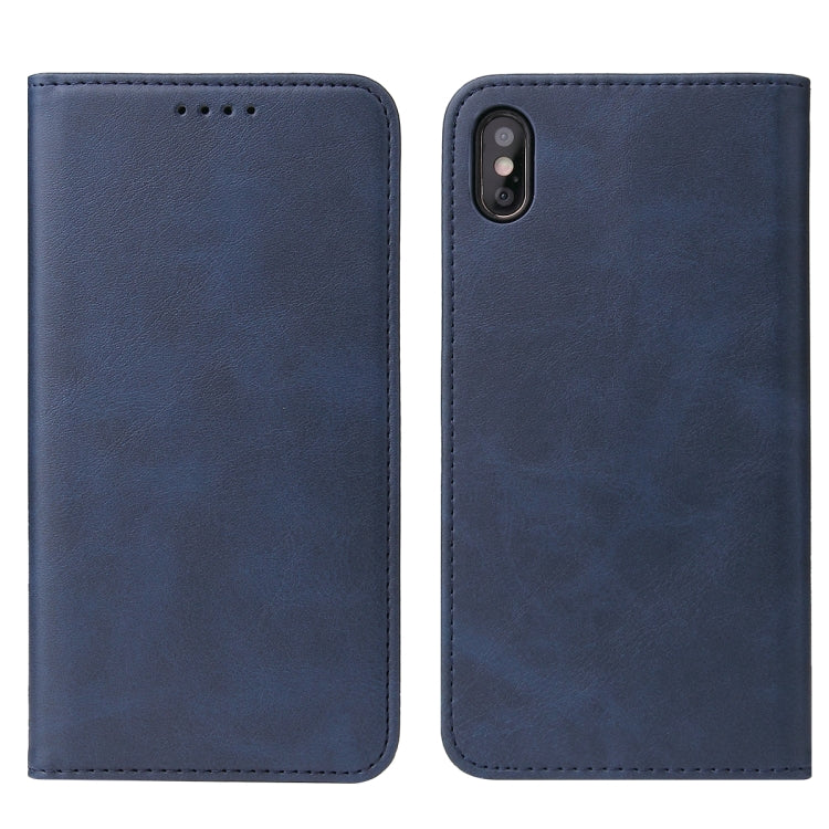 For iPhone XS Max Calf Texture Magnetic Horizontal Flip Leather Case with Holder & Card Slots & Wallet(Blue) - More iPhone Cases by buy2fix | Online Shopping UK | buy2fix