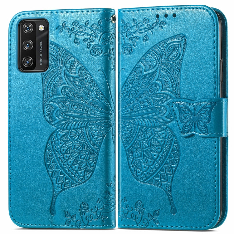 For Blackview A100 Butterfly Love Flower Embossed Horizontal Flip Leather Case with Holder & Card Slots & Wallet & Lanyard(Blue) - More Brand by buy2fix | Online Shopping UK | buy2fix