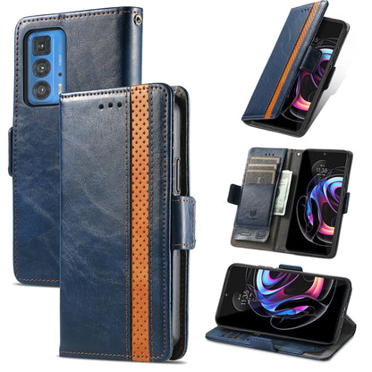 For Motorola Edge 20 Pro CaseNeo Business Splicing Dual Magnetic Buckle Horizontal Flip PU Leather Case with Holder & Card Slots & Wallet(Blue) - Motorola Cases by buy2fix | Online Shopping UK | buy2fix