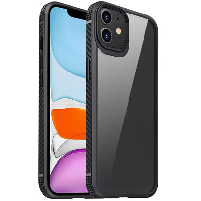 For iPhone 11 MG Series Carbon Fiber TPU + Clear PC Four-corner Airbag Shockproof Case (Black) - iPhone 11 Cases by buy2fix | Online Shopping UK | buy2fix