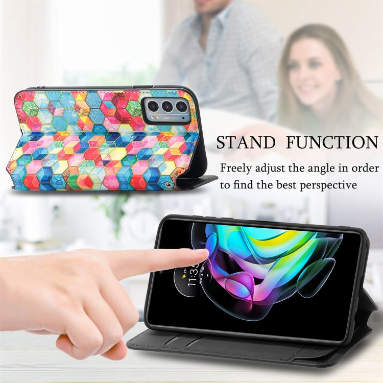 For Motorola Edge 20 Colorful Magnetic Horizontal Flip PU Leather Case with Holder & Card Slot & Wallet(Magic Space) - Motorola Cases by buy2fix | Online Shopping UK | buy2fix