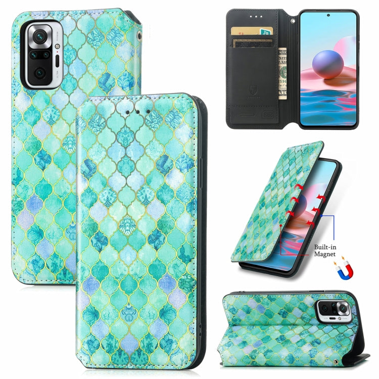 For Xiaomi Redmi Note 10 Pro Colorful Magnetic Horizontal Flip PU Leather Case with Holder & Card Slot & Wallet(Emerald) - Xiaomi Cases by buy2fix | Online Shopping UK | buy2fix