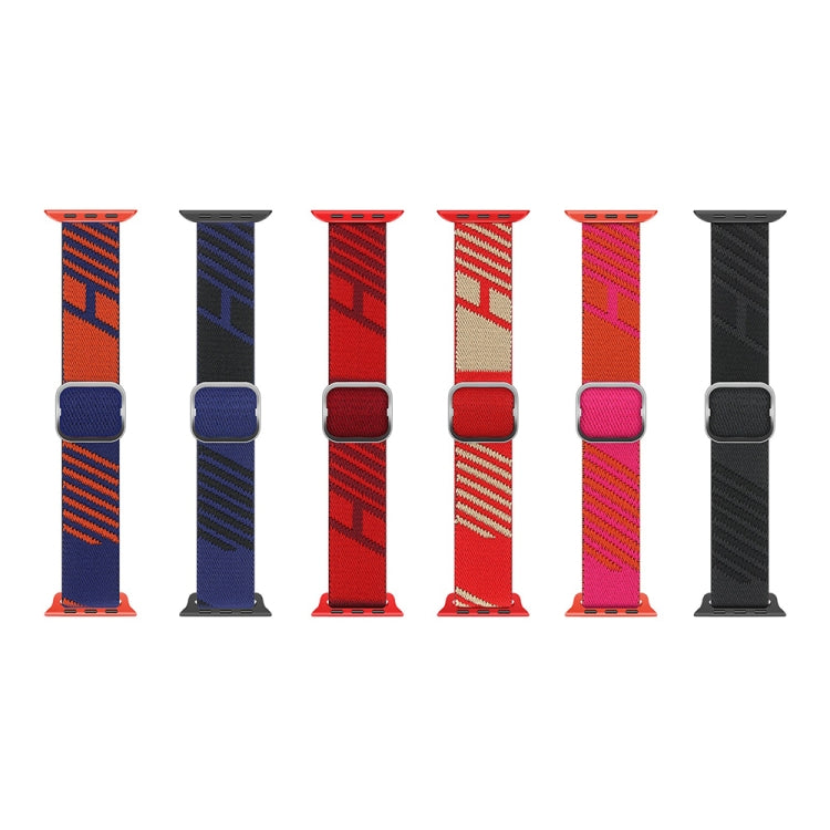 Two-color Nylon Braid Watch Band For Apple Watch Ultra 49mm&Watch Ultra 2 49mm / Series 9&8&7 45mm / SE 3&SE 2&6&SE&5&4 44mm / 3&2&1 42mm(Orange Pink) - Watch Bands by buy2fix | Online Shopping UK | buy2fix