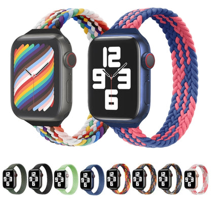 Small Waist Single Loop Nylon Braid Watch Band For Apple Watch Ultra 49mm&Watch Ultra 2 49mm / Series 9&8&7 45mm / SE 3&SE 2&6&SE&5&4 44mm / 3&2&1 42mm, Szie: XS 135mm(Official Rainbow) - Watch Bands by buy2fix | Online Shopping UK | buy2fix