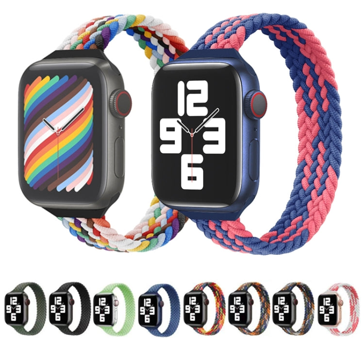 Small Waist Single Loop Nylon Braid Watch Band For Apple Watch Ultra 49mm&Watch Ultra 2 49mm / Series 9&8&7 45mm / SE 3&SE 2&6&SE&5&4 44mm / 3&2&1 42mm, Size:M 155mm(Colorful) - Watch Bands by buy2fix | Online Shopping UK | buy2fix