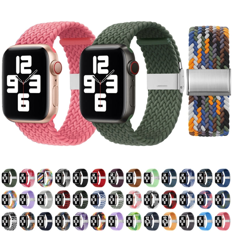 Nylon Braid One Buckle Watch Band For Apple Watch Series 9&8&7 41mm / SE 3&SE 2&6&SE&5&4 40mm / 3&2&1 38mm(Bright Orange) - Watch Bands by buy2fix | Online Shopping UK | buy2fix