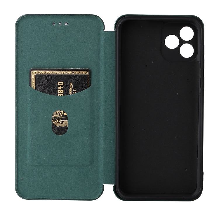 For Blackview Oscal C20 Carbon Fiber Texture Horizontal Flip Leather Phone Case with Card Slot(Green) - More Brand by buy2fix | Online Shopping UK | buy2fix