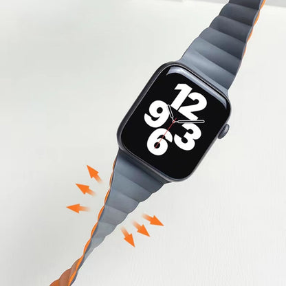 Mutural Moran Series Liquid Silicone Magnetic Strap Watch Band For Apple Watch Series 9&8&7 41mm / SE 3&SE 2&6&SE&5&4 40mm / 3&2&1 38mm(Black + Orange) - Watch Bands by Mutural | Online Shopping UK | buy2fix