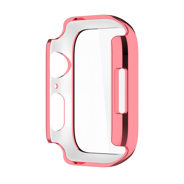 Electroplating Shockproof PC Protective Case with Tempered Glass Film For Apple Watch Series 9 / 8 / 7 45mm(Rose Gold) - Watch Cases by buy2fix | Online Shopping UK | buy2fix