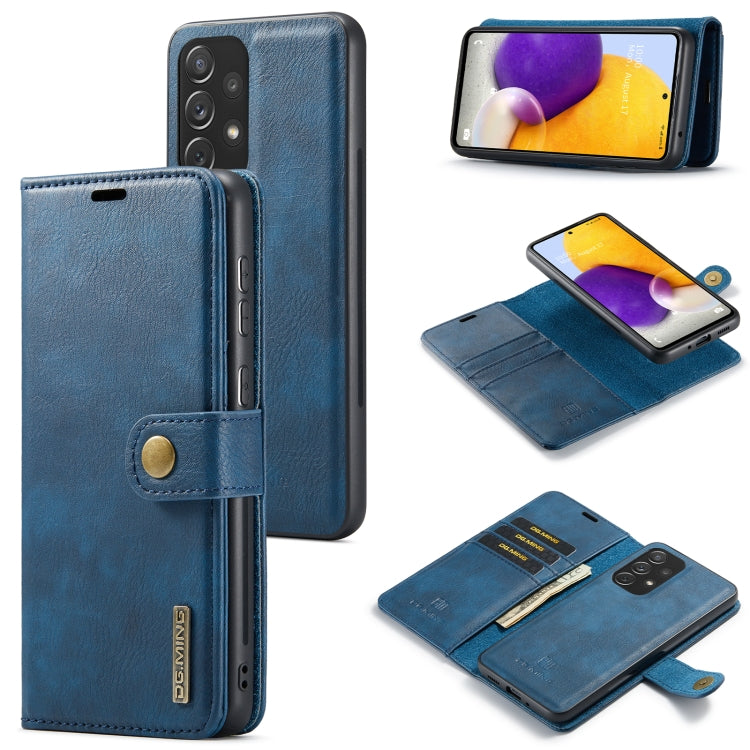 For Samsung Galaxy A73 5G DG.MING Crazy Horse Texture Detachable Magnetic Leather Phone Case(Blue) - Galaxy Phone Cases by DG.MING | Online Shopping UK | buy2fix