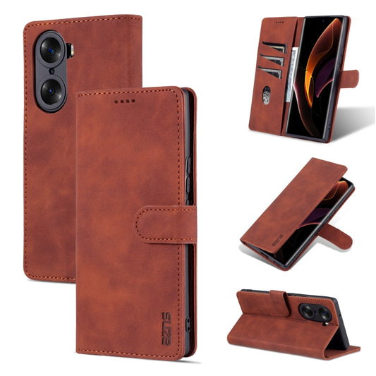 For Honor 60 Pro AZNS Skin Feel Calf Texture Horizontal Flip Leather Phone Case(Brown) - Honor Cases by AZNS | Online Shopping UK | buy2fix