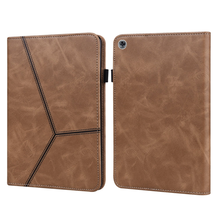 For Huawei MediaPad M5 Lite 10.1 Solid Color Embossed Striped Leather Case(Brown) - Ulefone Cases by buy2fix | Online Shopping UK | buy2fix