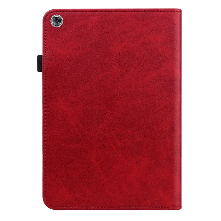 For Huawei MediaPad M5 Lite 10.1 Solid Color Embossed Striped Leather Case(Red) - Ulefone Cases by buy2fix | Online Shopping UK | buy2fix