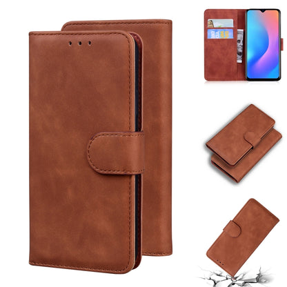 For Blackview A60 Pro Skin Feel Pure Color Flip Leather Phone Case(Brown) - More Brand by buy2fix | Online Shopping UK | buy2fix