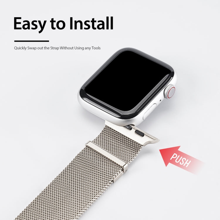 DUX DUCIS Milanese Watchband For Apple Watch Series 9&8&7 41mm / SE 3&SE 2&6&SE&5&4 40mm / 3&2&1 38mm(Starlight) - Watch Bands by DUX DUCIS | Online Shopping UK | buy2fix