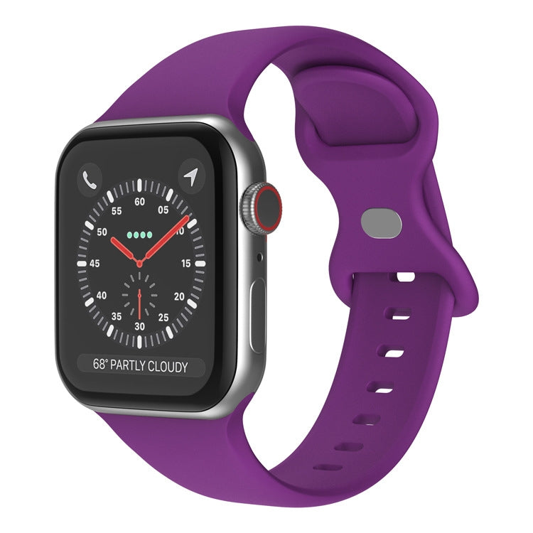 Butterfly Buckle Silicone Watch Band, Size: S For Apple Watch Ultra 49mm&Watch Ultra 2 49mm / Series 9&8&7 45mm / SE 3&SE 2&6&SE&5&4 44mm / 3&2&1 42mm(Dark Purple) - Watch Bands by buy2fix | Online Shopping UK | buy2fix