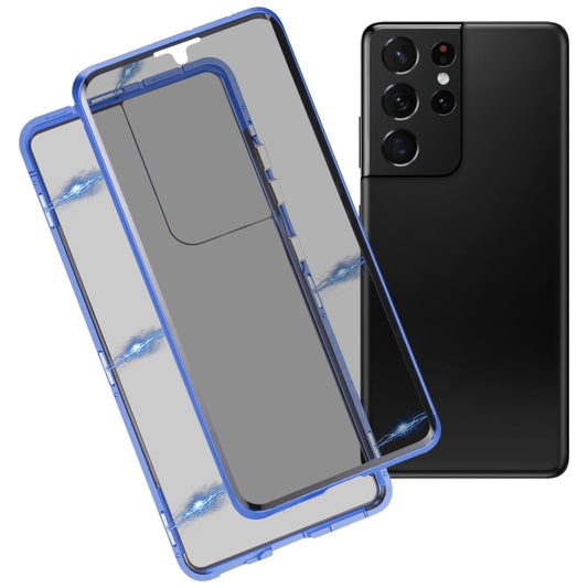 For Samsung Galaxy S21 Ultra 5G Anti-peeping Magnetic Double-sided Tempered Glass Phone Case(Blue) - Galaxy S21 Ultra 5G Cases by buy2fix | Online Shopping UK | buy2fix