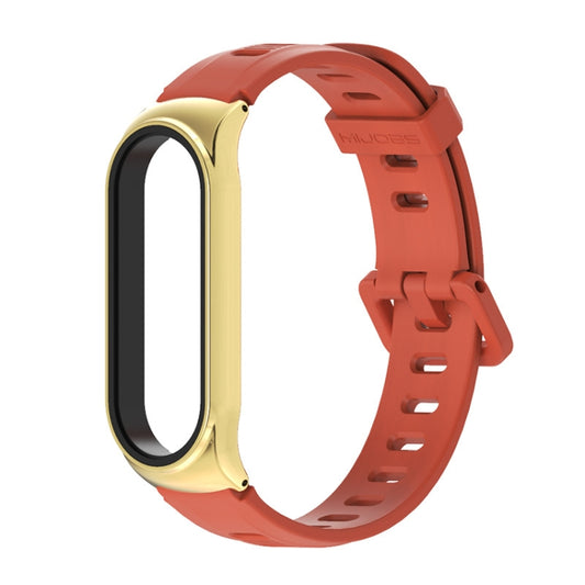 For Xiaomi Mi Band 6 / 5 / 4 / 3 Mijobs Flat Hole Silicone Watch Band, Style:CS Case(Orange+Gold) - Watch Bands by MIJOBS | Online Shopping UK | buy2fix