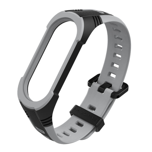 For Xiaomi Mi Band 5 / 6 / 7 Mijobs Two-color Silicone Watch Band(Black+Grey) - Watch Bands by MIJOBS | Online Shopping UK | buy2fix