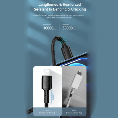 awei CL-118L 20W Type-C / USB-C to 8 Pin Fast Charging Data Cable, Length: 1m(Black) - Normal Style Cable by awei | Online Shopping UK | buy2fix