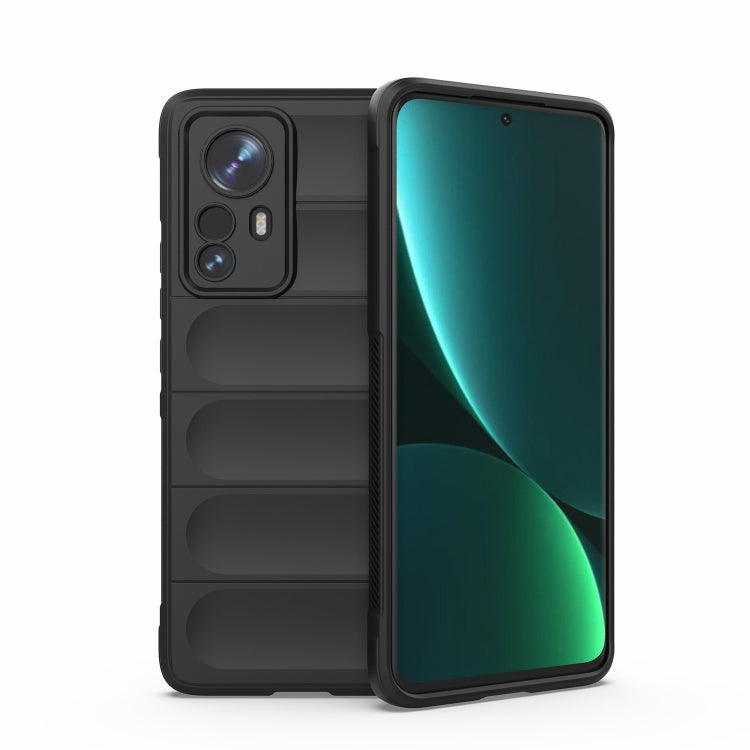 For Xiaomi 12 Pro Magic Shield TPU + Flannel Phone Case(Black) - Xiaomi Cases by buy2fix | Online Shopping UK | buy2fix